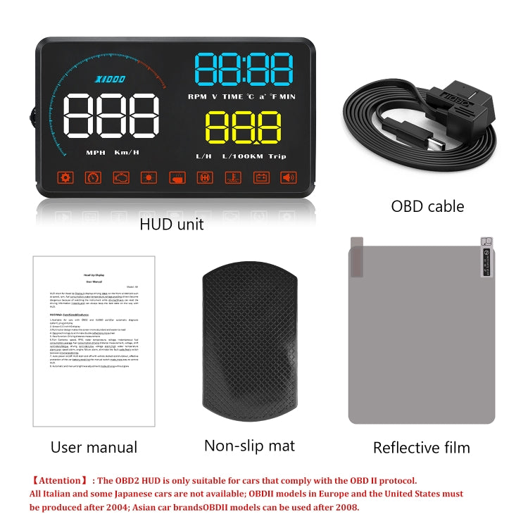 A9 5.5 inch Universal Car OBD2 HUD Vehicle-mounted Head Up Display (Blue)