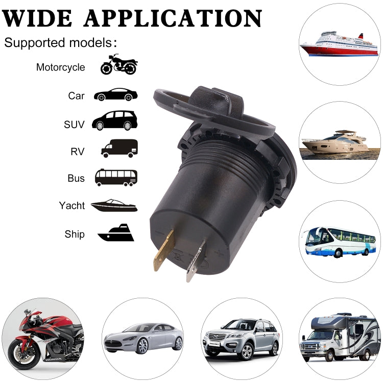 Universal Car Dual Port USB Charger Power Outlet Adapter 3.1A 5V IP66 with LED Digital Voltmeter + 60cm Cable(Red Light)