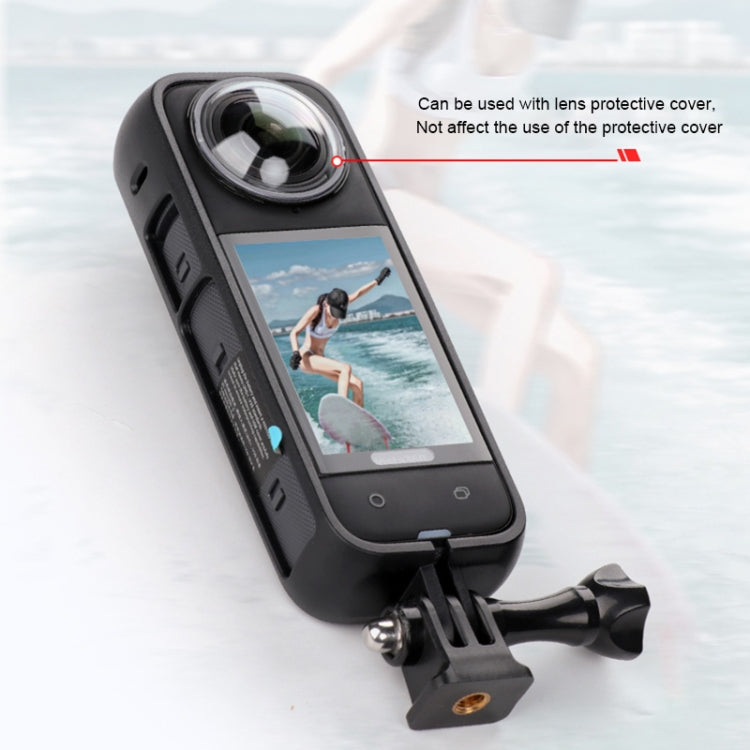 For Insta360 X4  PC Plastic Protective Frame with Adapter Mount & Screw (Black)