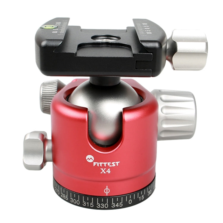 FITTEST X4 Low Center of Gravity High Locking Force Panoramic Ball Head with Quick Release Plate for DSLR & Digital Cameras, Load Max 10kg(Red)