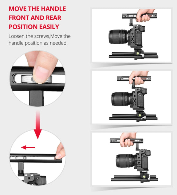 YELANGU C15 YLG0711A Video Camera Cage Stabilizer with Handle & Rail Rod for Nikon Z6 / Z7(Black)