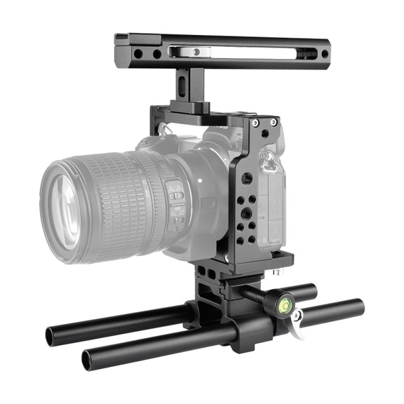 YELANGU C15 YLG0711A Video Camera Cage Stabilizer with Handle & Rail Rod for Nikon Z6 / Z7(Black)