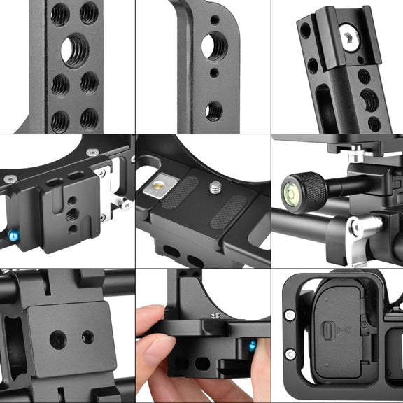 YELANGU C15 YLG0711A Video Camera Cage Stabilizer with Handle & Rail Rod for Nikon Z6 / Z7(Black)