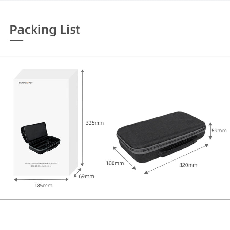 Sunnylife IST-B193 Storage Bag Case Handbag for Insta360 ONE X2 / X(Black)