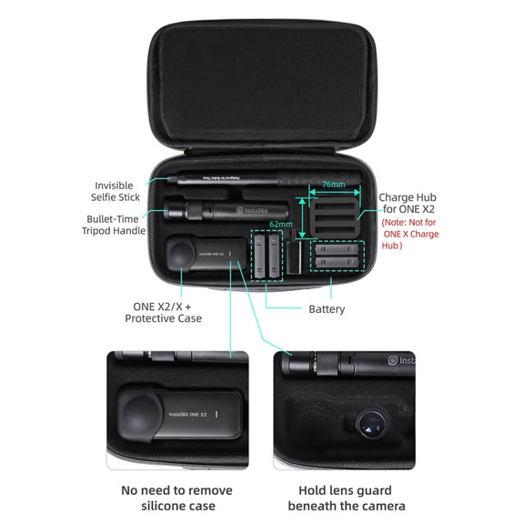 Sunnylife IST-B193 Storage Bag Case Handbag for Insta360 ONE X2 / X(Black)