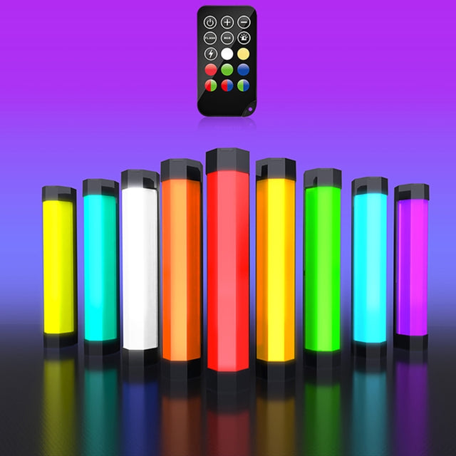 LUXCeO RGB Colorful Photo LED Stick Video Light APP Control Adjustable Color Temperature Water-resistant Handheld LED Fill Light with Remote Control(Black)