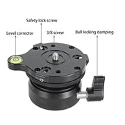 BEXIN DY-60N 3/8 inch Thread Dome Professional Tripod Leveling 360 Degree Panorama Head Base with Bubble Level & 3/8 inch Screw Adapter