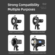 Godox S2 Speedlite S-Type Bracket Bowens Mount Flash S-type Holder Bracket (Black)