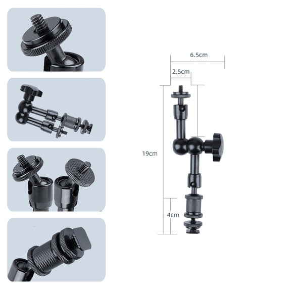 7 inch Adjustable Friction Articulating Magic Arm + Large Claws Clips (Black)
