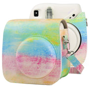 Oil Paint Full Body PU Leather Case Camera  Bag with Strap for FUJIFILM instax mini 7+