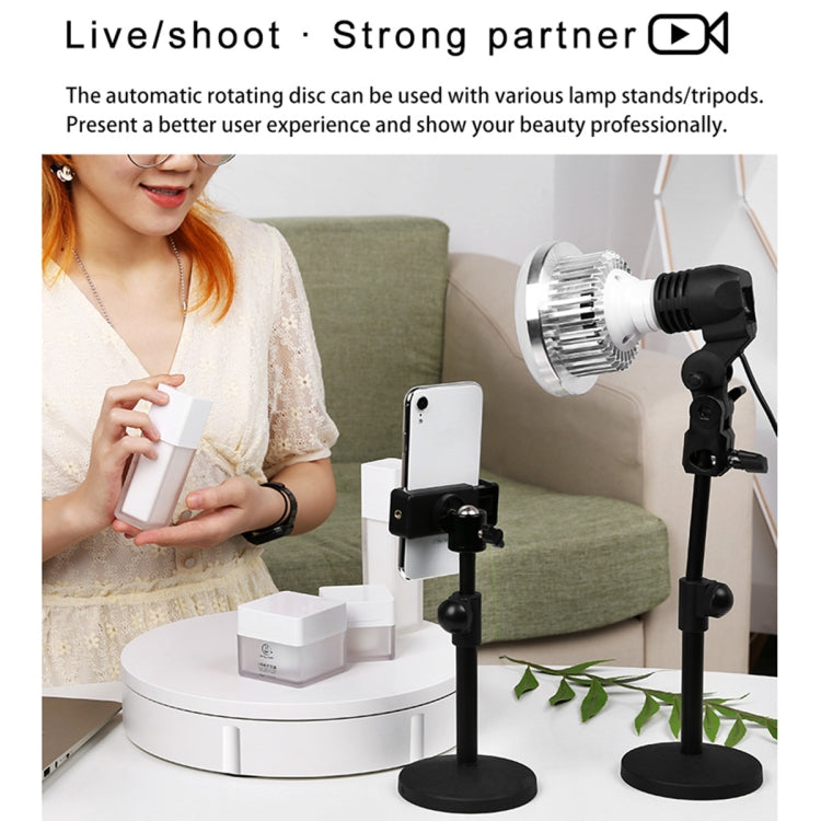 22cm Electric Rotating Display Stand Video Shooting Props Turntable, Load: 50kg, UK Plug (White)