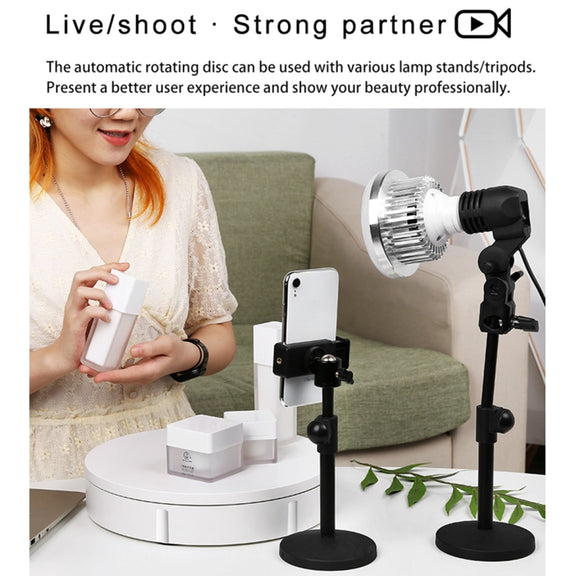 22cm Electric Rotating Display Stand Video Shooting Props Turntable, Load: 50kg, UK Plug (White)