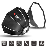 TRIOPO K2-65 65cm Speedlite Flash Octagon Parabolic Softbox Bowens Mount Diffuser (Black)