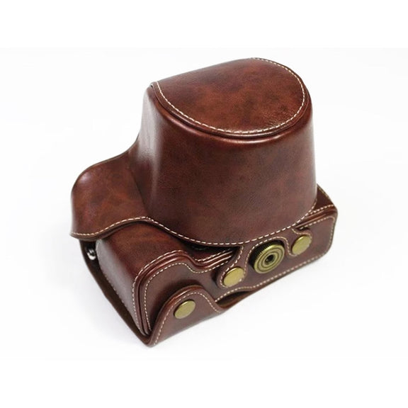 Full Body Camera PU Leather Case Bag for Sony LCE-7C / Alpha 7C / A7C 28-60mm / 40.5mm Lens(Coffee)