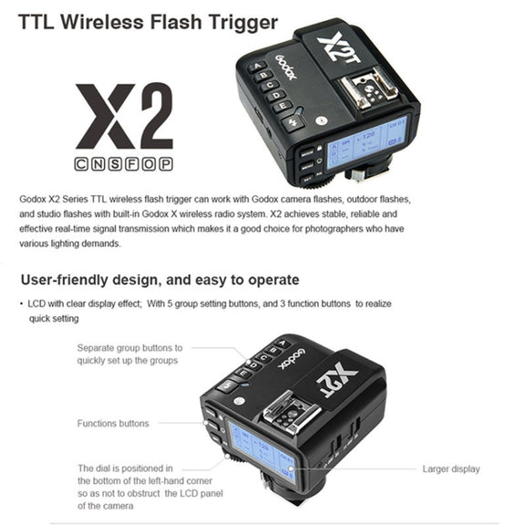 Godox X2T-O E-TTL II Bluetooth Wireless Flash Trigger for Panasonic / Olympus (Black)