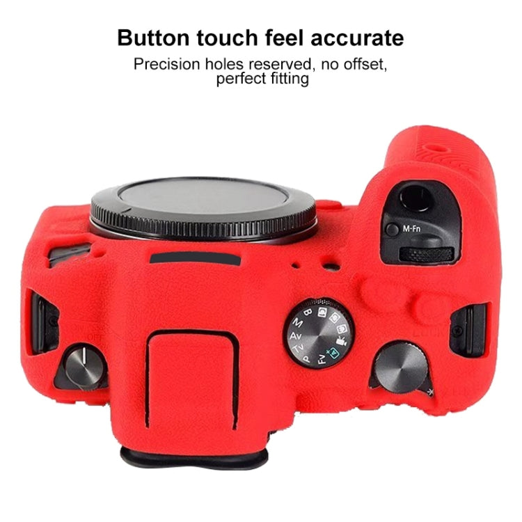 For Canon EOS R6 Litchi Texure Soft Silicone Case(Yellow)