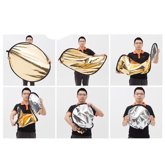 Godox FT01 2 in 1 Gold / Silver Oval Folding Reflector Board, Size: 90 x 120cm
