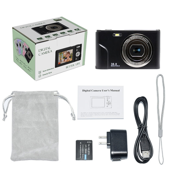 DC311 2.4 inch 36MP 16X Zoom 2.7K Full HD Digital Camera Children Card Camera, EU Plug(Pink)