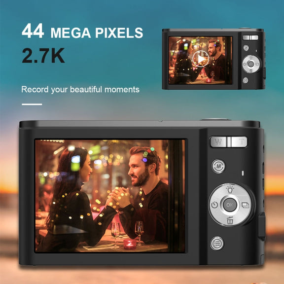 DC302 2.88 inch 44MP 16X Zoom 2.7K Full HD Digital Camera Children Card Camera, EU Plug (Black)