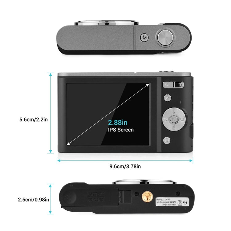 DC302 2.88 inch 44MP 16X Zoom 2.7K Full HD Digital Camera Children Card Camera, AU Plug (Black)