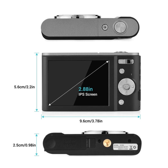 DC302 2.88 inch 44MP 16X Zoom 2.7K Full HD Digital Camera Children Card Camera, UK Plug (Silver)