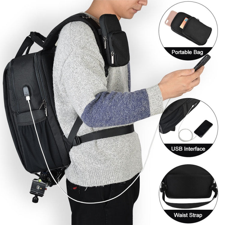 CADeN L5 III Multi-function Digital Camera Dual Shoulders Bag Backpack (Black)