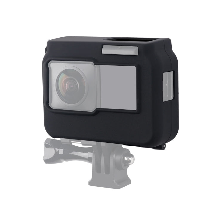 For Insta360 One R Panoramic Camera with Frame Shockproof Silicone Protective Case with Lens Cap Cover(Black)