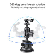 Dual Suction Cup Mount Holder with Tripod Adapter & Steel Tether & Safety Buckle (Black)