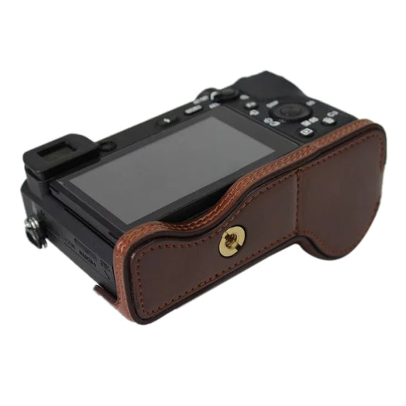 1/4 inch Thread PU Leather Camera Half Case Base for Sony ILCE-A6500 / A6500 (Black)
