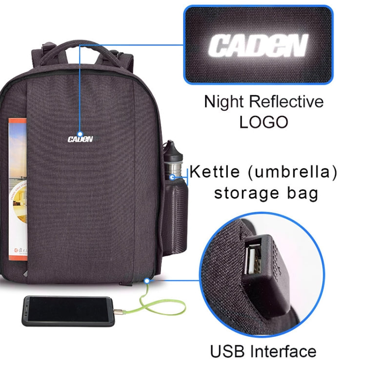 CADeN Multifunctional Shoulder SLR Camera Lens Bag Photography Backpack (Coffee)