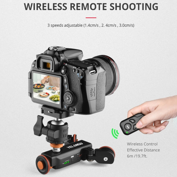 YELANGU L4X Camera Wheel Dolly + PC142 Phone Clamp with Remote, Load: 3kg