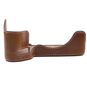 1/4 inch Thread PU Leather Camera Half Case Base for Sony A7 IV (Brown)