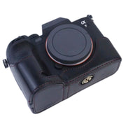 1/4 inch Thread PU Leather Camera Half Case Base for Sony A7 IV (Brown)