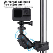 Extended Version 360 Rotation Adjustable Action Camera Bike Motorcycle Handlebar Holder with Phone Clamp (Black)