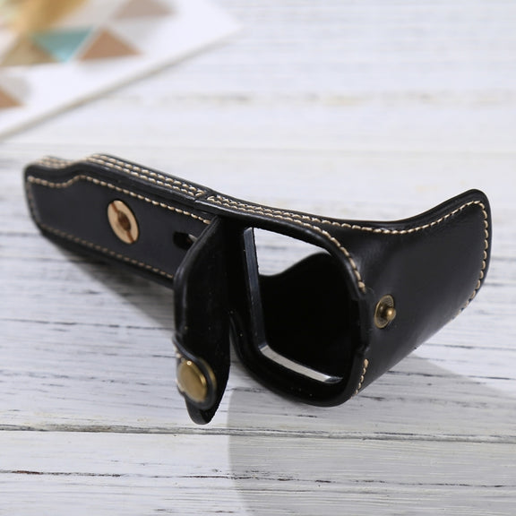 1/4 inch Thread PU Leather Camera Half Case Base for Sony Alpha 6100 / A6100(Black)