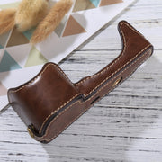 1/4 inch Thread PU Leather Camera Half Case Base for Sony Alpha 6100 / A6100(Coffee)