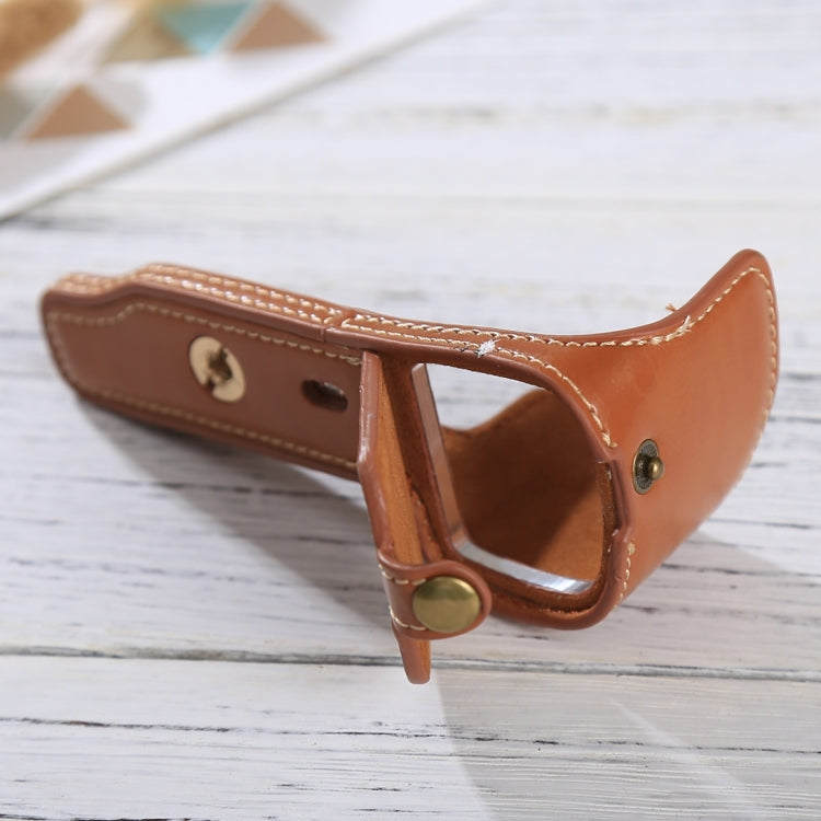 1/4 inch Thread PU Leather Camera Half Case Base for Sony Alpha 6100 / A6100(Brown)