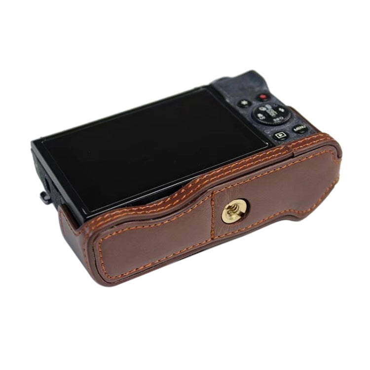1/4 inch Thread PU Leather Camera Half Case Base for Canon G7 X Mark III / G7 X3 (Brown)