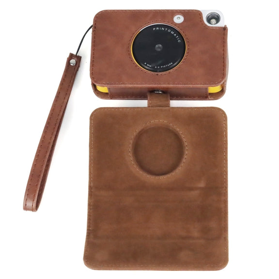 For Kodak PRINTOMATIC Full Body Camera PU Leather Case Bag with Strap (Brown)