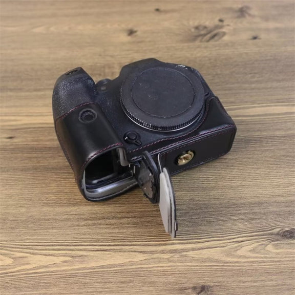 For Canon EOS R7 1/4 inch Thread PU Leather Camera Half Case Base (Brown)