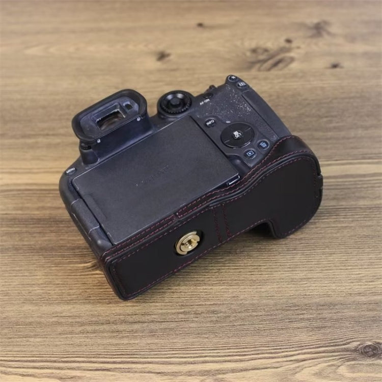 For Canon EOS R7 1/4 inch Thread PU Leather Camera Half Case Base (Brown)