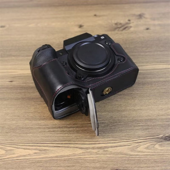 For Fujifilm XH2S 1/4 inch Thread PU Leather Camera Half Case Base (Brown)