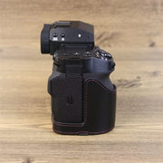 For Fujifilm XH2S 1/4 inch Thread PU Leather Camera Half Case Base (Coffee)