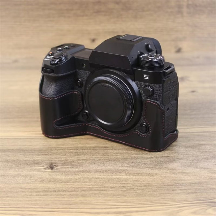 For Fujifilm XH2S 1/4 inch Thread PU Leather Camera Half Case Base (Coffee)