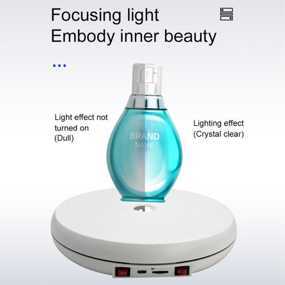 25cm LED Light Electric Rotating Display Stand Turntable (White)