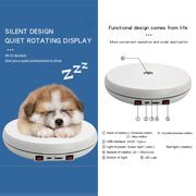 25cm LED Light Electric Rotating Display Stand Turntable (White)