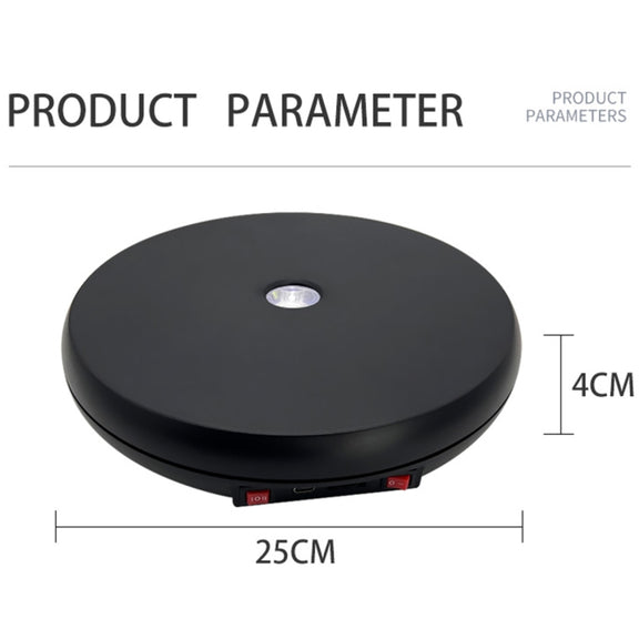 25cm LED Light Electric Rotating Display Stand Turntable (White)