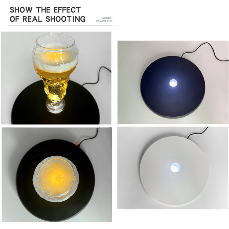 25cm LED Light Electric Rotating Display Stand Turntable (White)