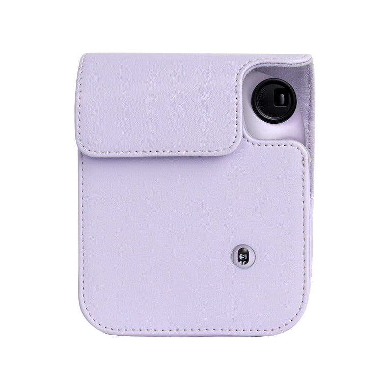 For FUJIFILM instax mini 12 Full Body Leather Case Camera Bag with Strap (Purple)