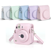 For FUJIFILM instax mini 12 Full Body Leather Case Camera Bag with Strap (Blue)